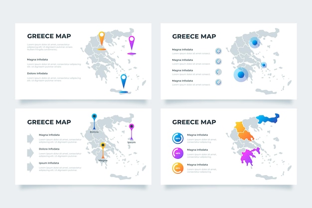 無料ベクター グラデーションギリシャの地図のインフォグラフィック