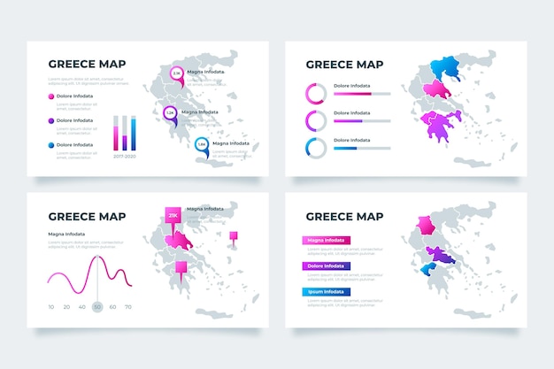 Vettore gratuito gradiente grece mappa infografica