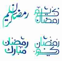 Free vector gradient green and blue arabic calligraphy vector design for ramadan kareem wishes