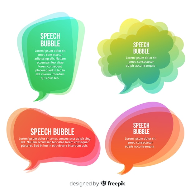 Free vector gradient green and pink speech bubble collection