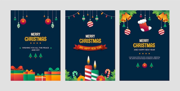 Gradient greeting cards collection for christmas season celebration