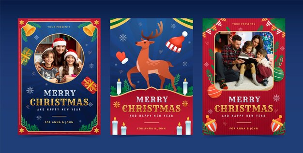 Gradient greeting cards collection for christmas season