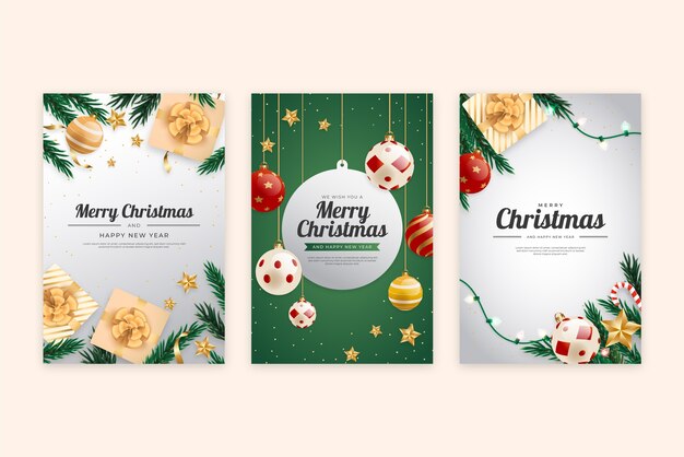 Gradient greeting cards collection for christmas season