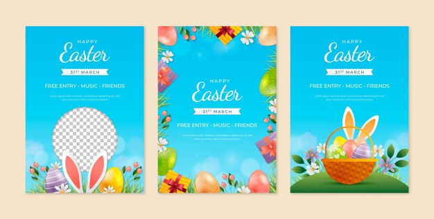 Gradient greeting cards collection for easter celebration