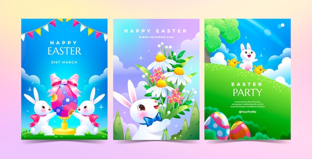 Gradient greeting cards collection for easter celebration