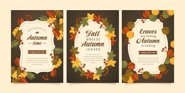 Free vector gradient greeting cards collection for fall season celebration