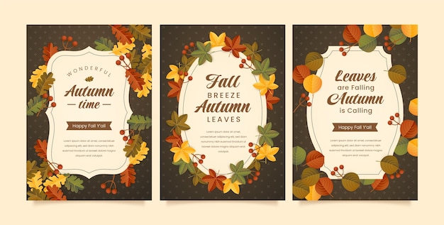 Gradient greeting cards collection for fall season celebration