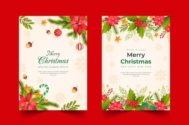 無料ベクター クリスマスシーズンのグラデーショングリーティングカードコレクション