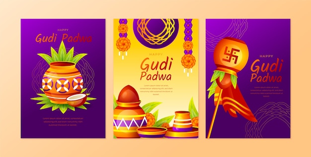 Коллекция поздравительных карточек Gradient gudi padwa.