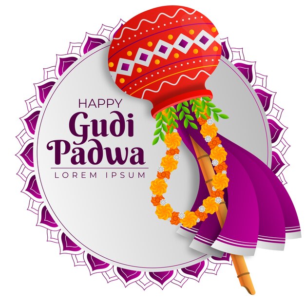 Gradient gudi padwa illustration