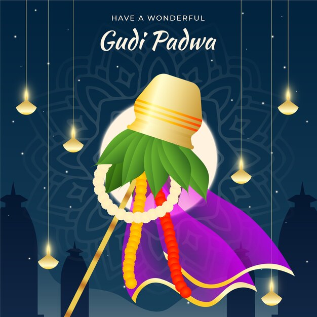 Free vector gradient gudi padwa illustration