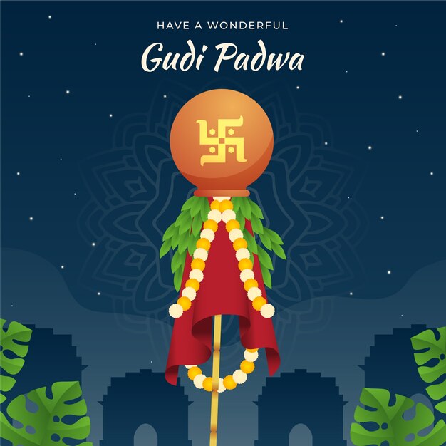 Free vector gradient gudi padwa illustration