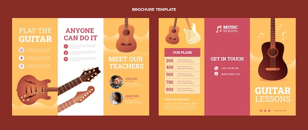 Gradient guitar lessons brochure template