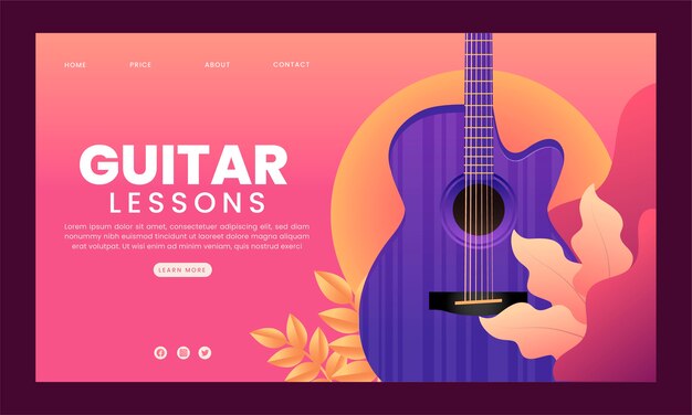 gradient guitar lessons landing page template