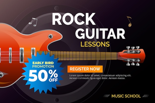 Free vector gradient guitar lessons sale background