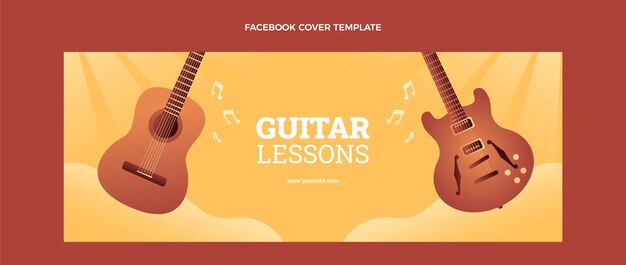 Шаблон обложки для социальных сетей уроков игры на гитаре Gradient
