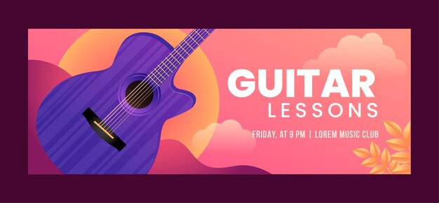 Gradient guitar lessons social media cover template