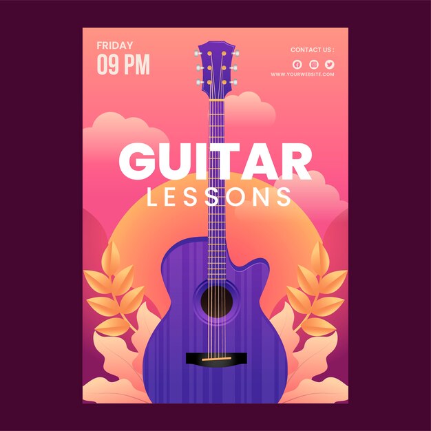 gradient guitar lessons vertical poster template