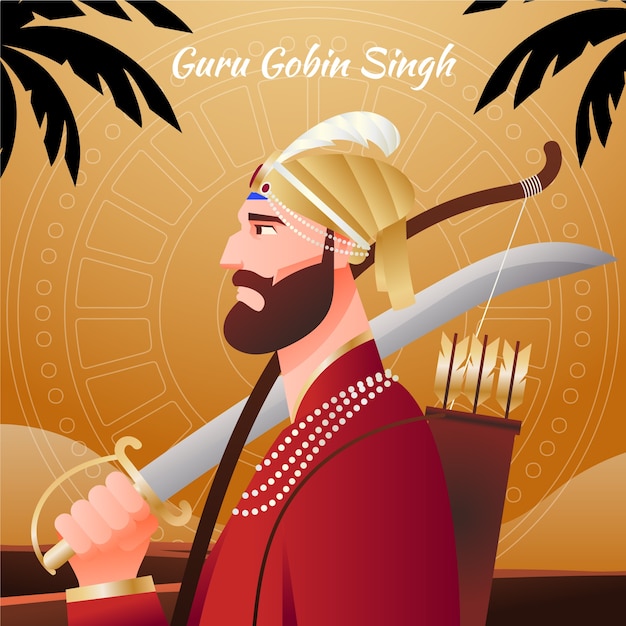 Free vector gradient guru gobind singh jayanti illustration