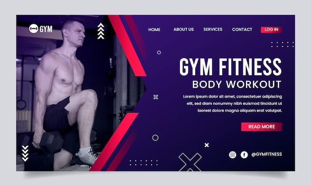 Free vector gradient gym class landing page