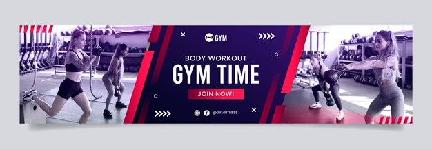 Free vector gradient gym class twitch banner