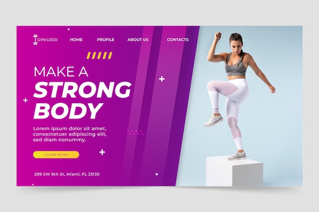 Free vector gradient gym design template