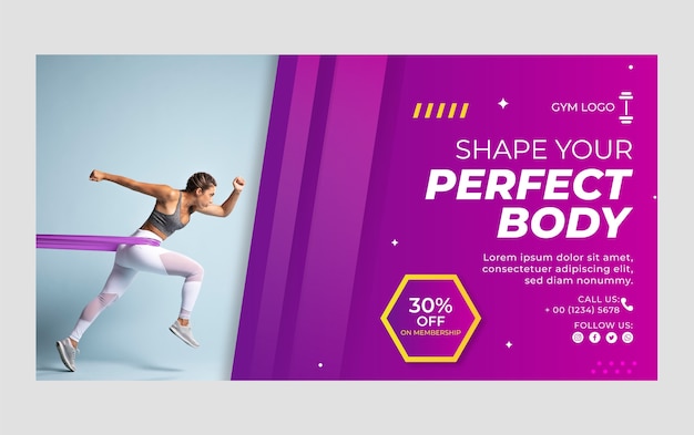 Free vector gradient gym design template