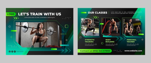 Free vector gradient gym fitness brochure