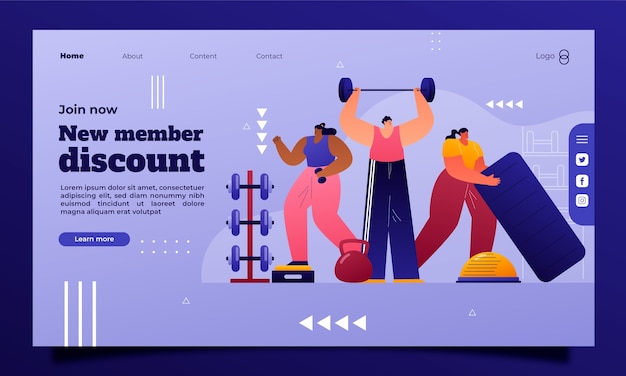 Gradient gym and fitness design template – Free Vector Download