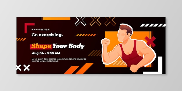 Free vector gradient gym and fitness design template