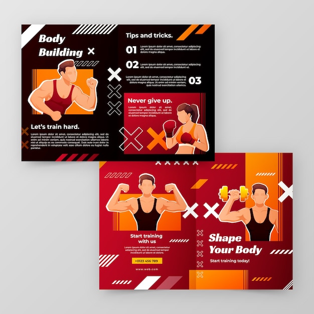 Free vector gradient gym and fitness design template