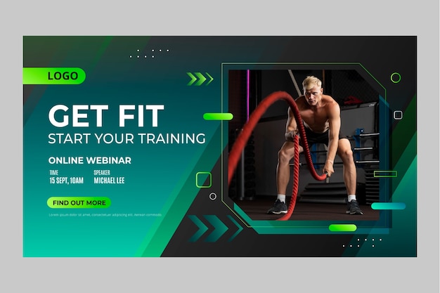 Free vector gradient gym fitness webinar