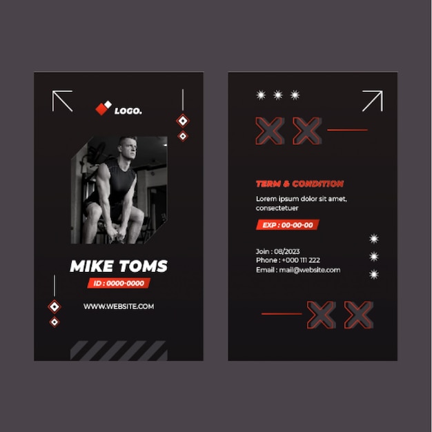 Free vector gradient gym id card template
