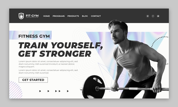 Free vector gradient gym landing page