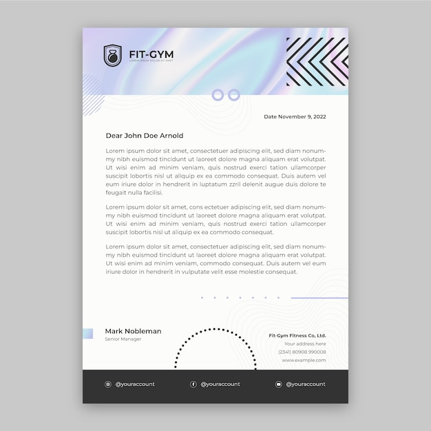 Free vector gradient gym letterhead