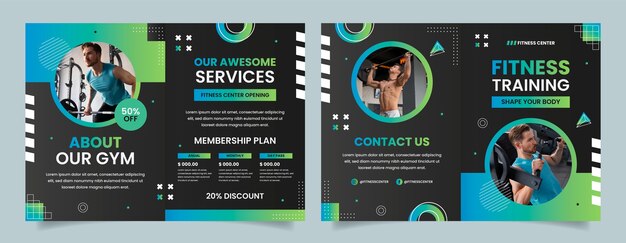 Gradient gym training and exercise brochure template