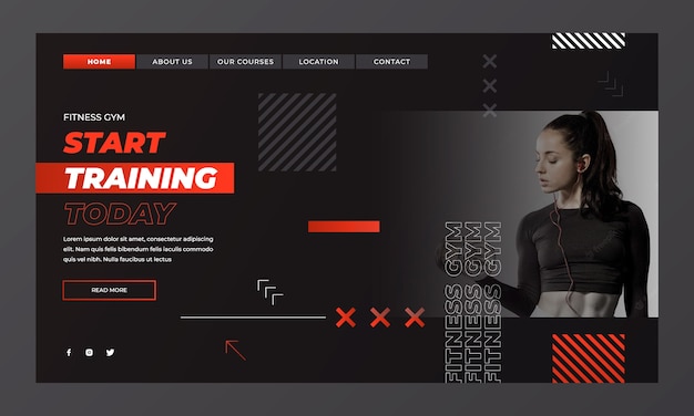 Gradient gym training and exercise landing page template