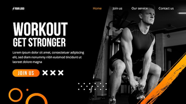 Free Vector  Gradient gym training and exercise landing page template