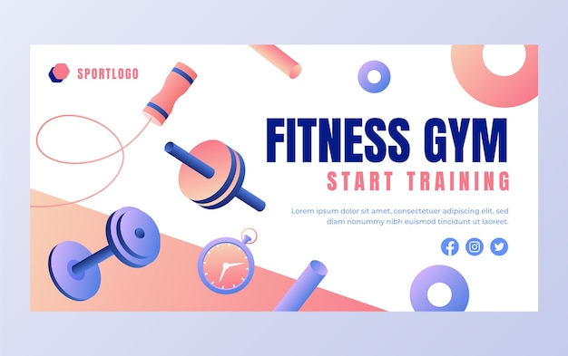 Free vector gradient gym training facebook post