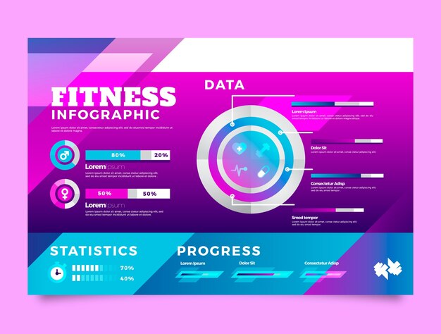Gradient gym training infographic template