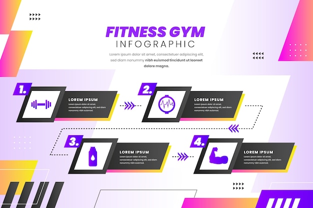 Free vector gradient gym training infographic