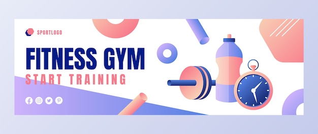 Free vector gradient gym training twitter header