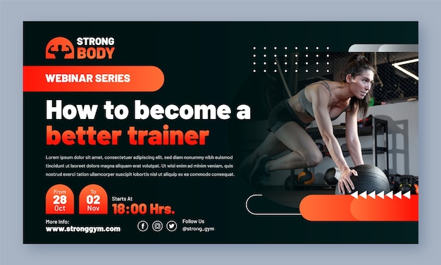 Vettore gratuito webinar di allenamento in palestra con gradiente