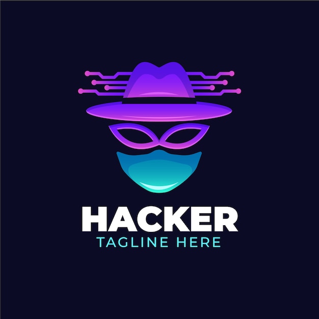 Vettore gratuito modello di logo gradiente hacker