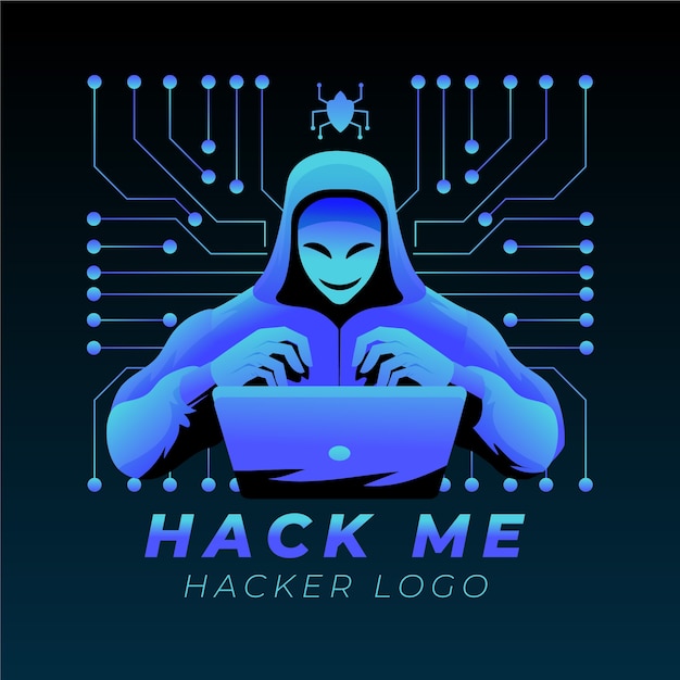 Vettore gratuito modello di logo gradiente hacker