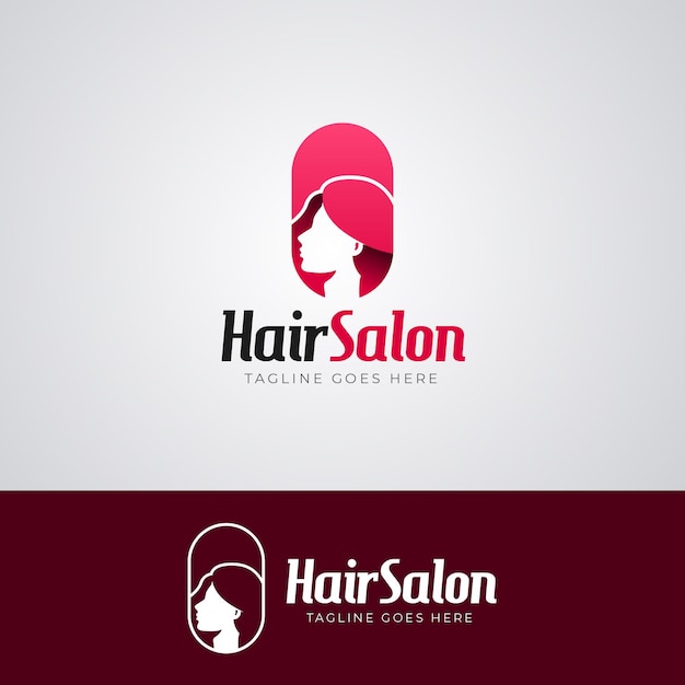 Vettore gratuito modello di logo di taglio di capelli parrucchiere gradiente