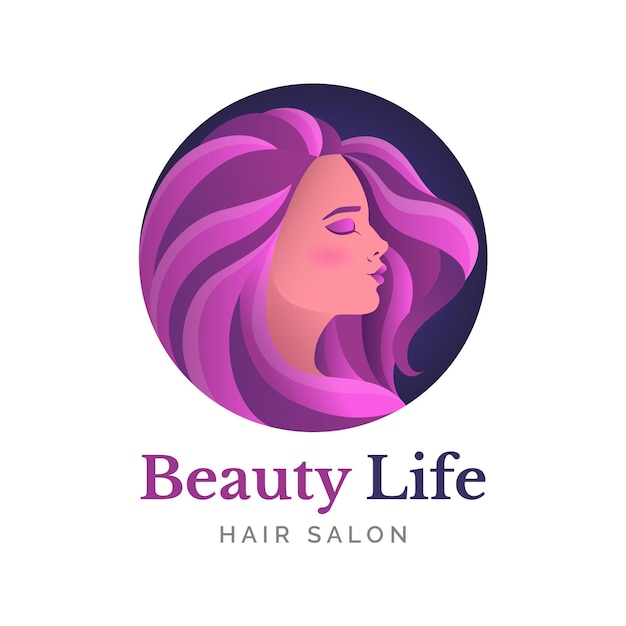 Gradient hair salon logo template