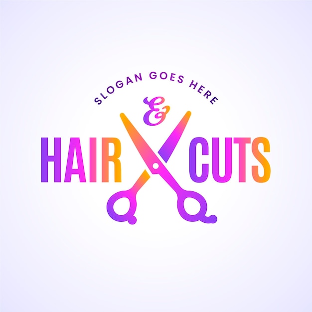 Free vector gradient hair salon logo template