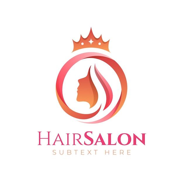 Free vector gradient hair salon logo template