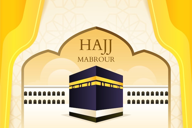 Free vector gradient hajj background with mecca